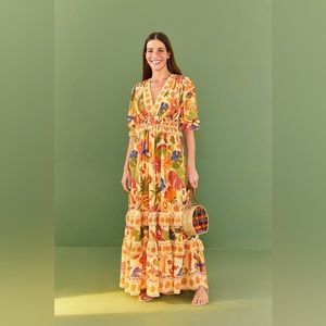 Farm Rio Tapestry Yellow Maxi Dress, NWT, Size M
